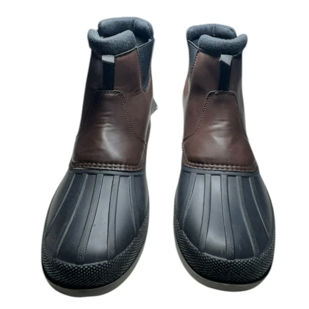 NWT Totes Puffin Black Brown Two-Tone Waterproof Winter Boots Men's Size 9